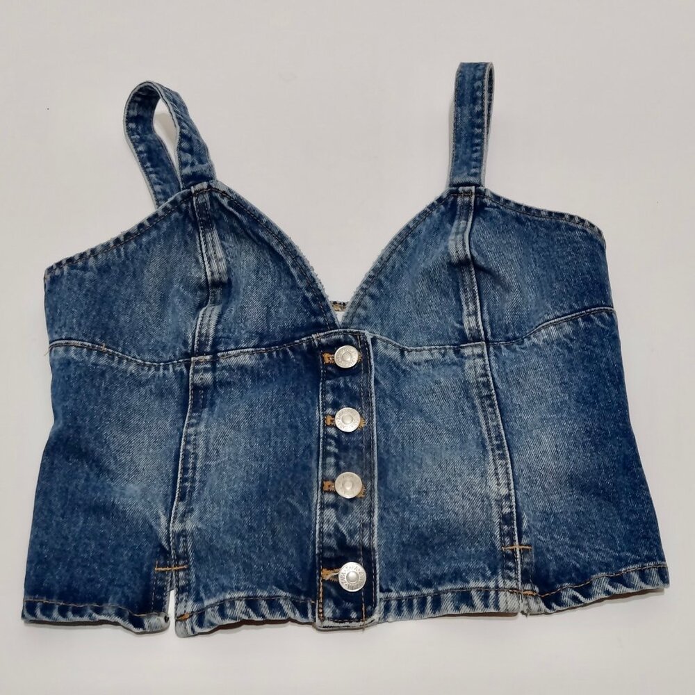 Zara Cotton Cropped Denim Bustier S Large